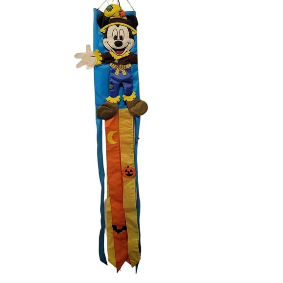 Disney Holiday Vintage Walt Disney Mickey Mouse Scarecrow Halloween Fall Colorful Windsock